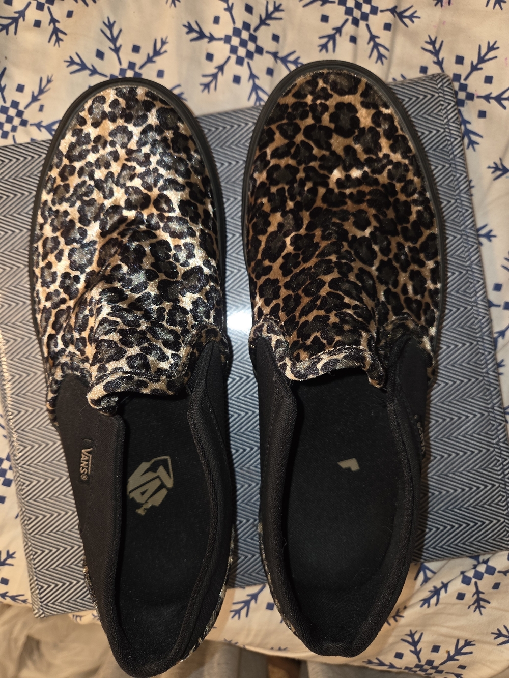 Vans Leopard Print Slip-On Sneakers - Black and Brown